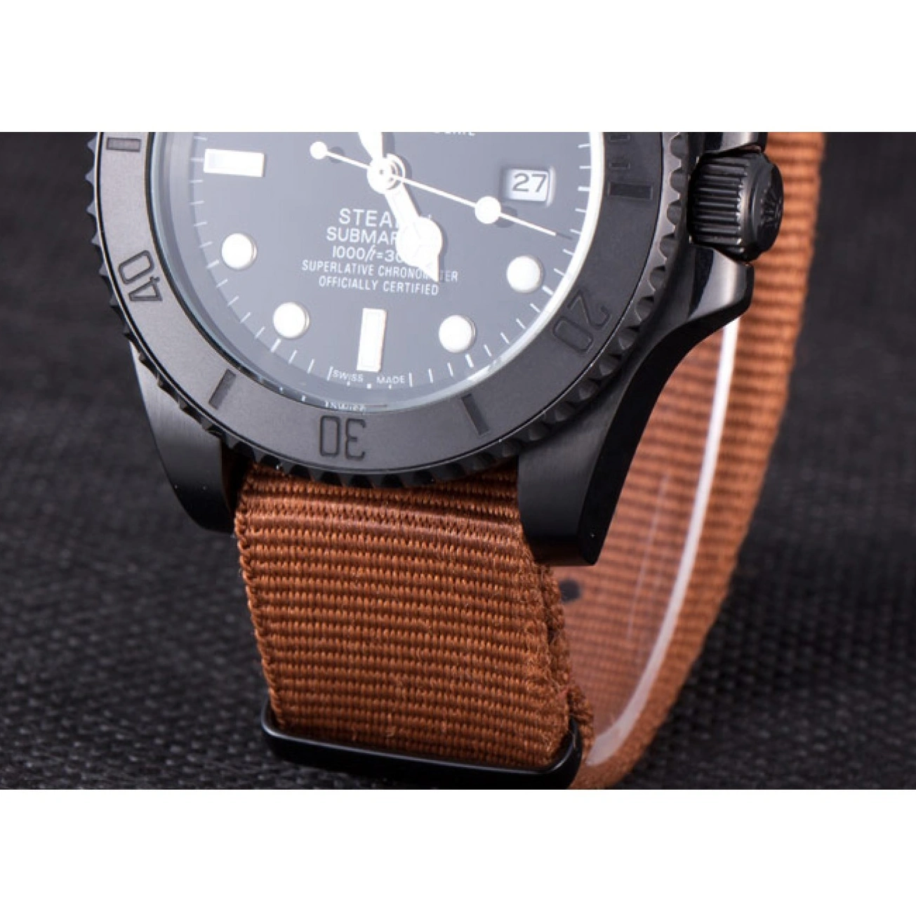 MiroTime 1013 Rolex Submariner STEALTH MK IV Brown Fabric Band rl426 621388